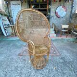 Fauteuil Emmanuelle en rotin vers 1960