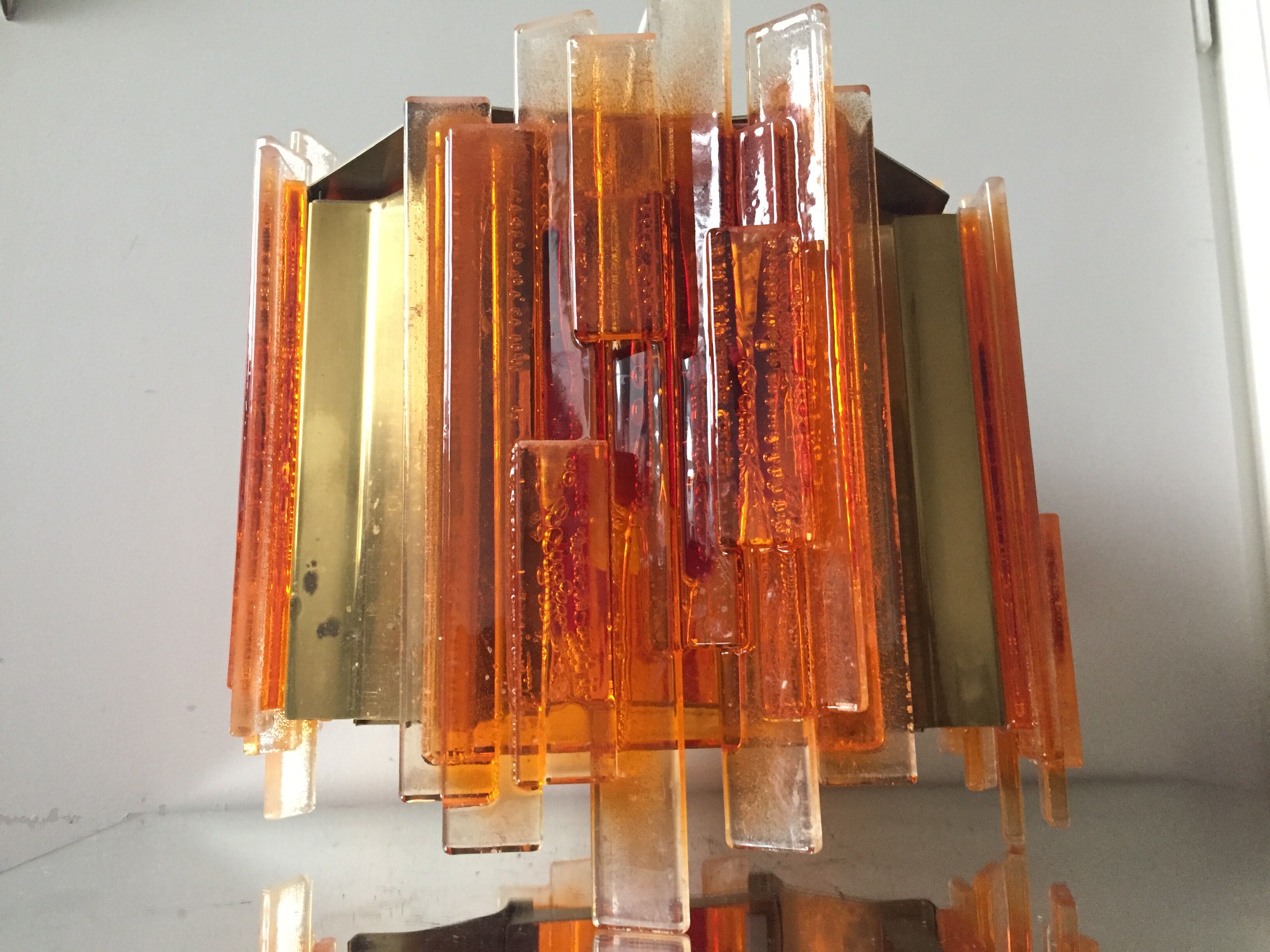 Claus Bolby brass plexiglas ceiling light