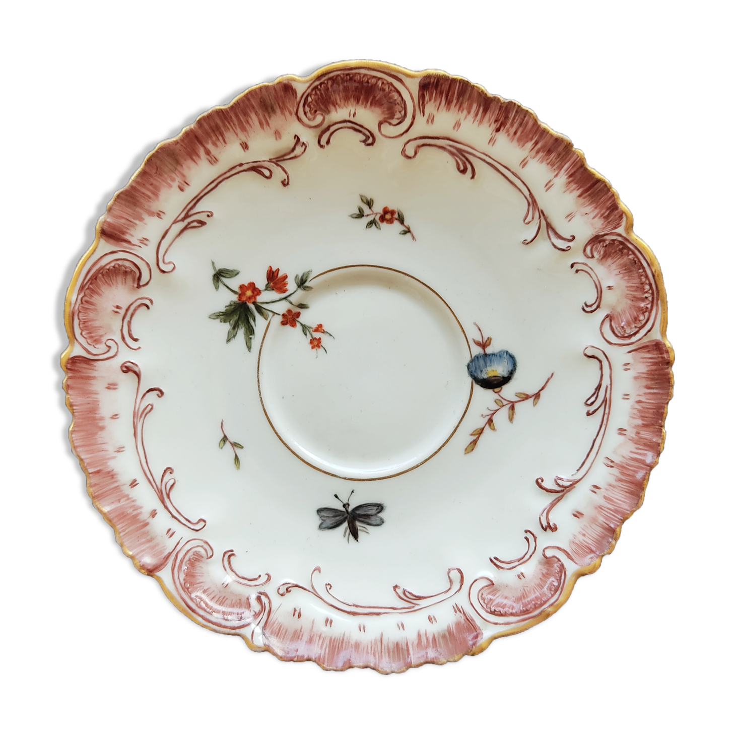 Late 19th century Limoges hand-painted undercuper of