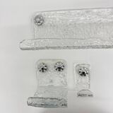 Set of Grohe ice glass bathroom set towel hanger, soap tray and plateau