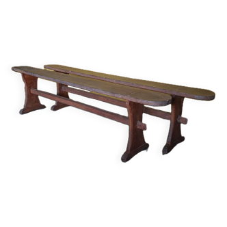 French Farmhouse/Monastery Benches Made Of Softwood, 1st Half Of The 20th Century