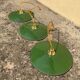 Three Suspensions enamelled sheet green and white golden threads brass socket