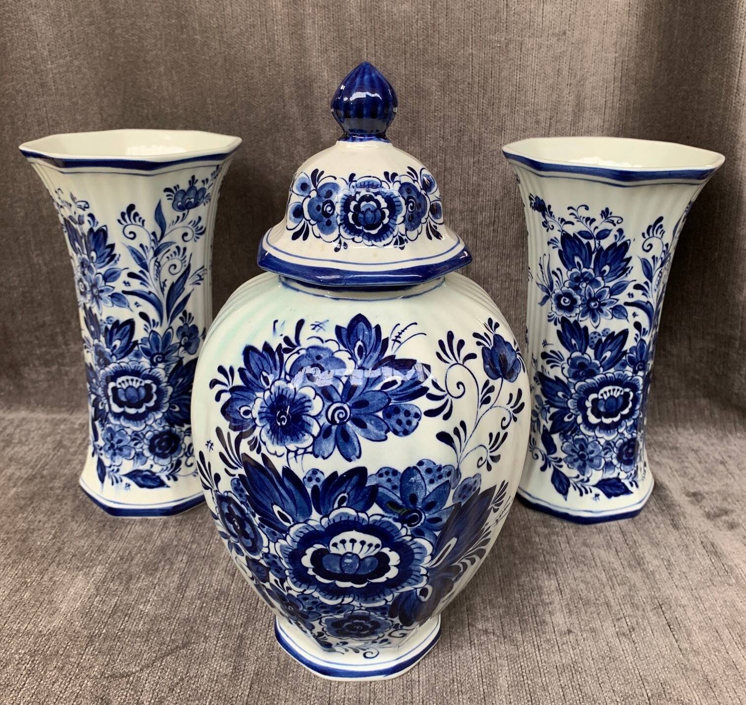 Set of Royal Delft blue vases.