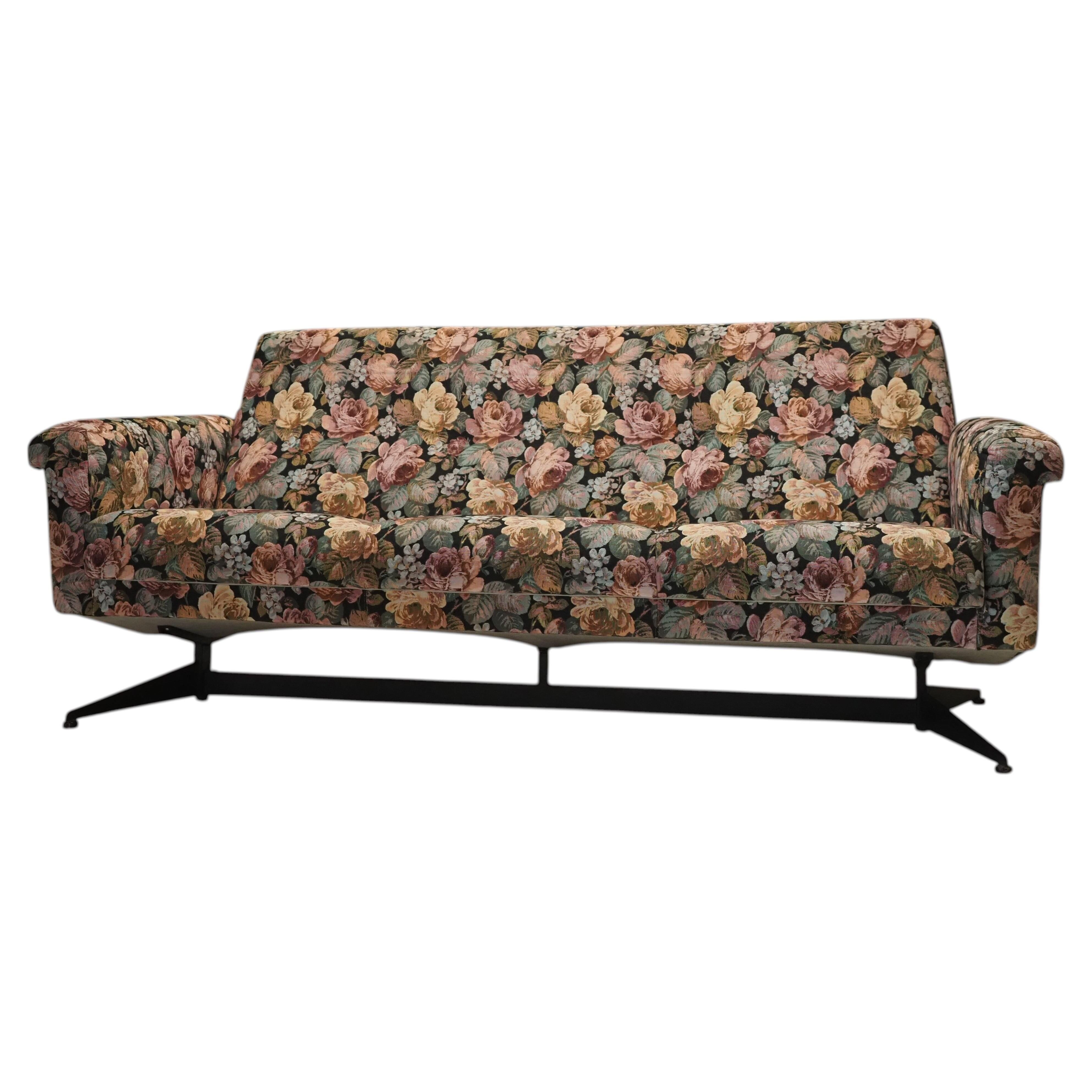 Mid-century Italian floral sofa from the 1960s.