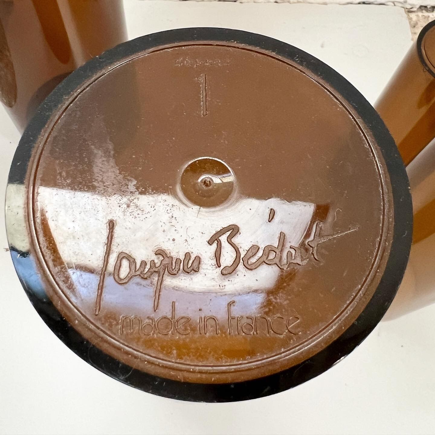 4 Jacques Bédat trundle vases in smoked plexiglass