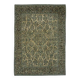 1970s Vintage Persian Handmade Wool Cotton Green Area Rug 265x368