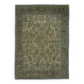 Tapis d'aire vintage persan fait main en laine et coton des années 1970, 265x368.