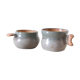 Set of 2 sandstone cups, artisanal pottery, vintage, 1980