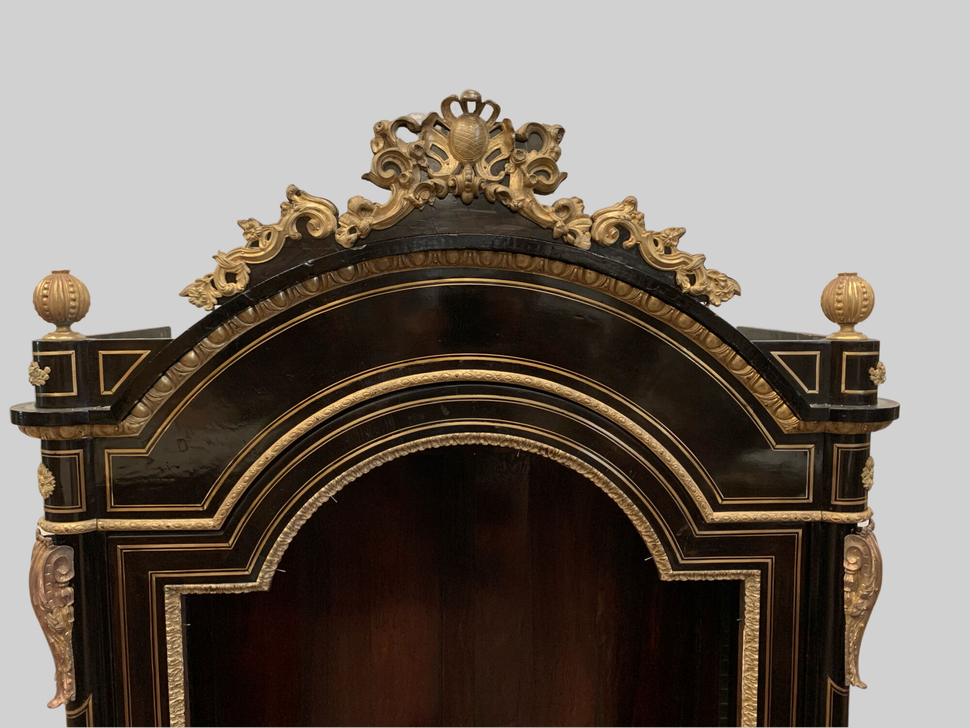 Napoleon III ceremonial showcase in black wood and gilded chiseled bronze XIX century
