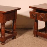 pair of Spanish walnut bedside tables