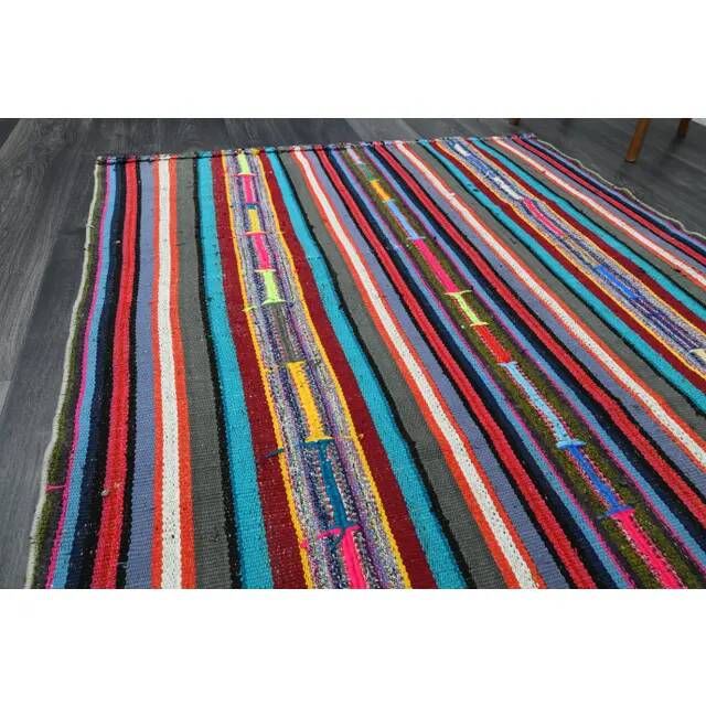 1970s Vintage Turkish Oushak Handmade Wool Cotton Purple Area Rug 137x218