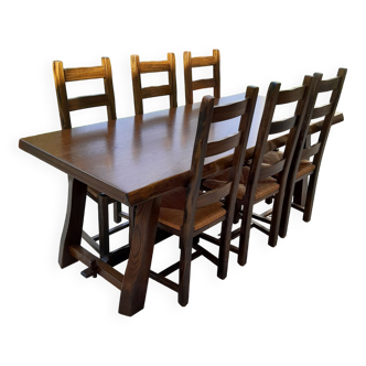 6 chaises et table aranjou  olavi  hanninen brutaliste  orne  vintage