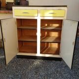 Buffet parisien en bois / portes et tiroirs jaune / années 1960