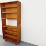 Large vintage oak wood bookcase shelf from the 50s 60s