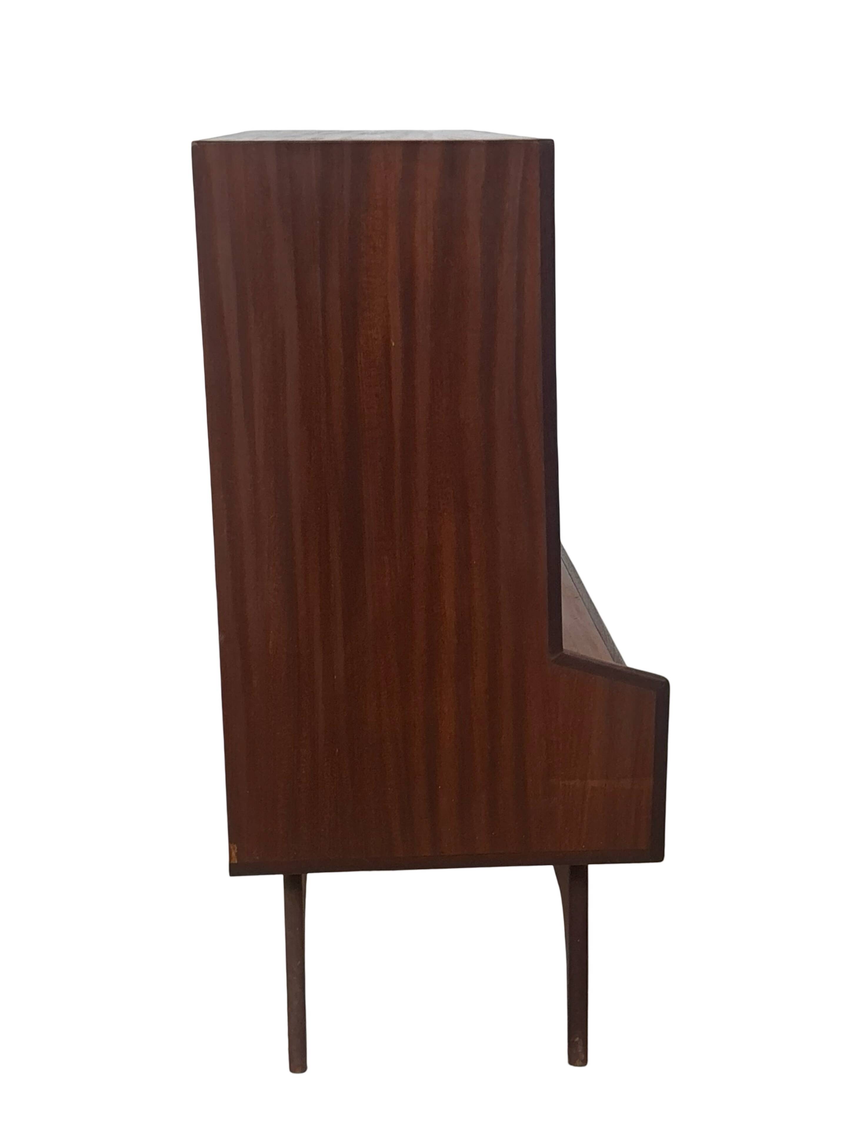 Vintage teak wall cabinet with flap door 1960s design wall unit