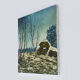 Oil on canvas village by Jan Van Dooren, winter landscape. Signed. 70s