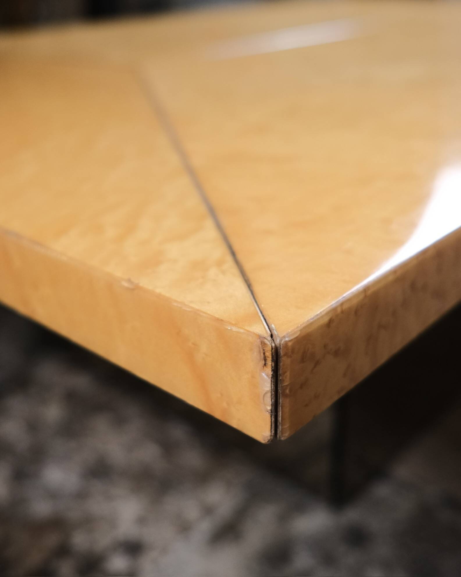 Ash burl bar coffee table, Paul Michel for Roche Bobois, 1980s