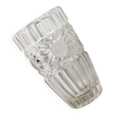 Grand vase en verre vintage avec tournesols : verre de Bohême, République tchèque, années 1960.