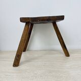 Brutalist solid wood side table , 1970s