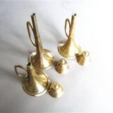 3 brass trumpet candlesticks