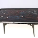 1950s Style Dining Table with Glass Top Lacquered by Enzio Wenk, Italy, 2019