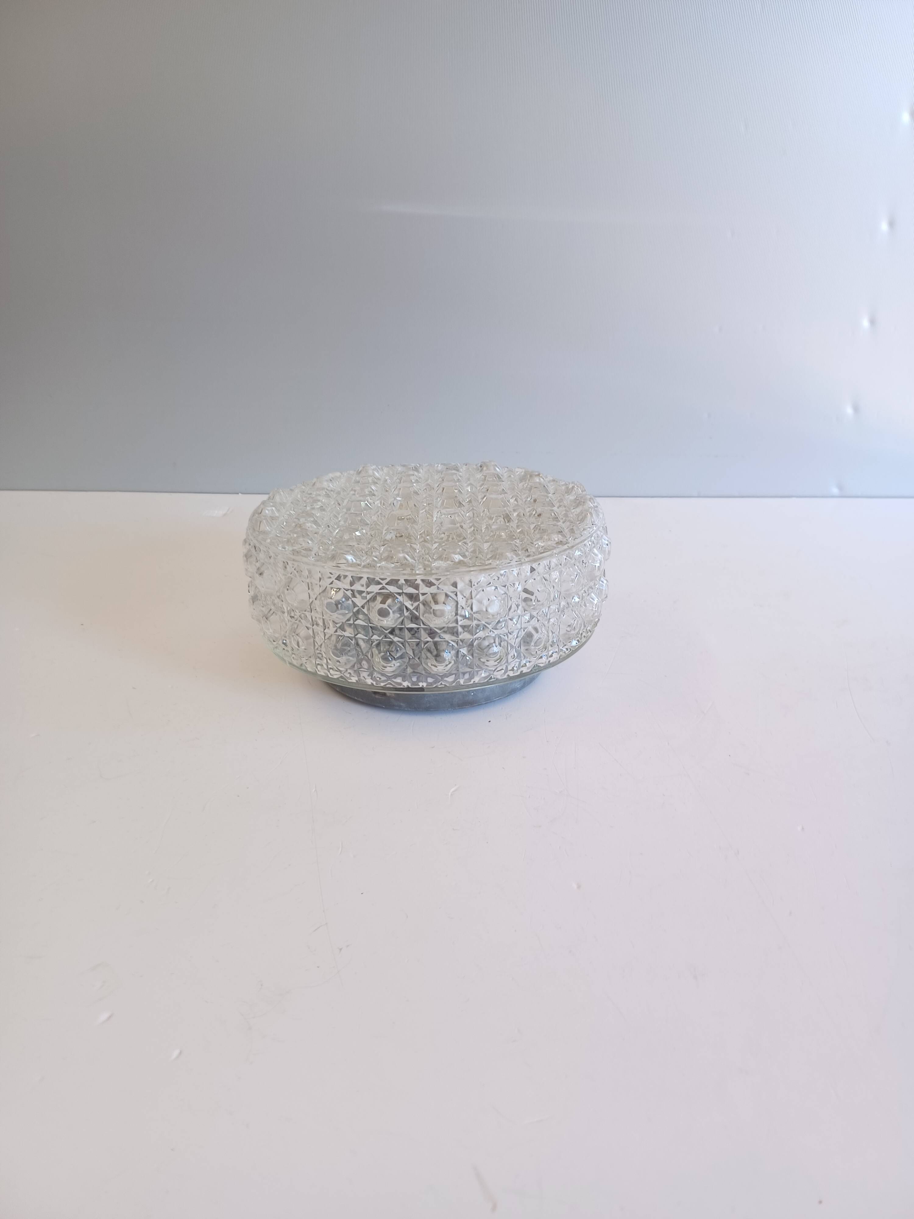 Vintage round ceiling light - Moulded glass - 1960