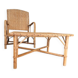 Rattan armchair and coffee table