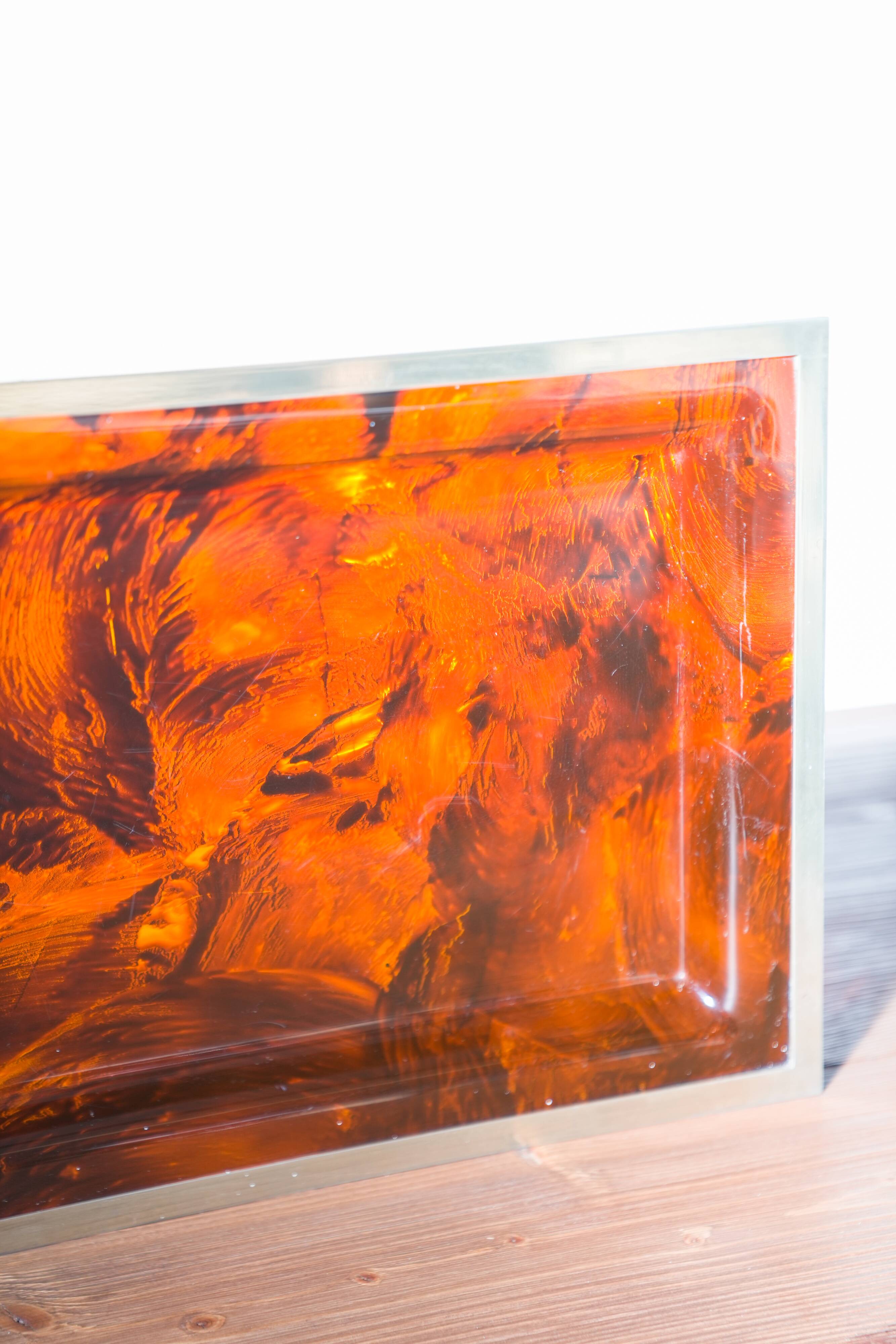 Mid-Century Christian Dior Lucite and Metal Tray - 1970s Designer Piece, France