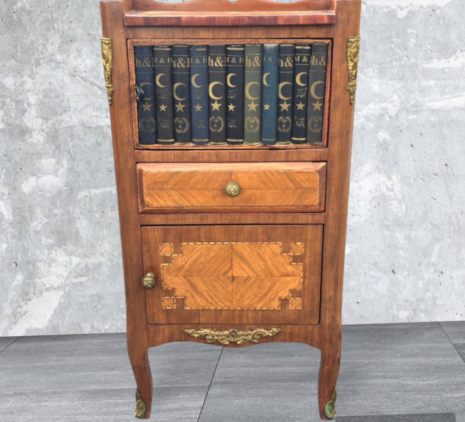 Fake book bedside table with doors