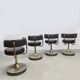 Vintage Swedish design low stools brown leather Borje Johanson