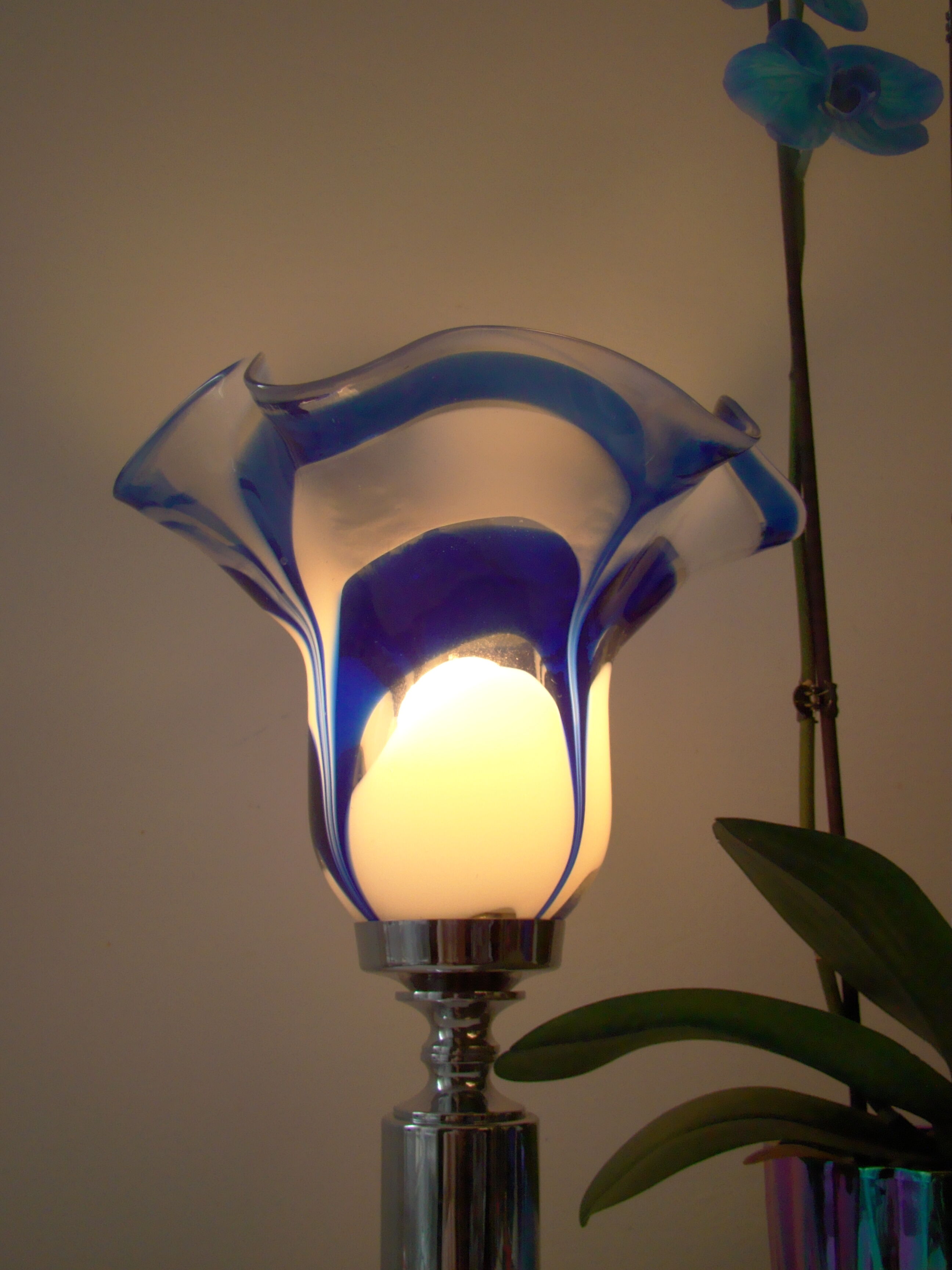 Vintage blue glass lamp Mazzega