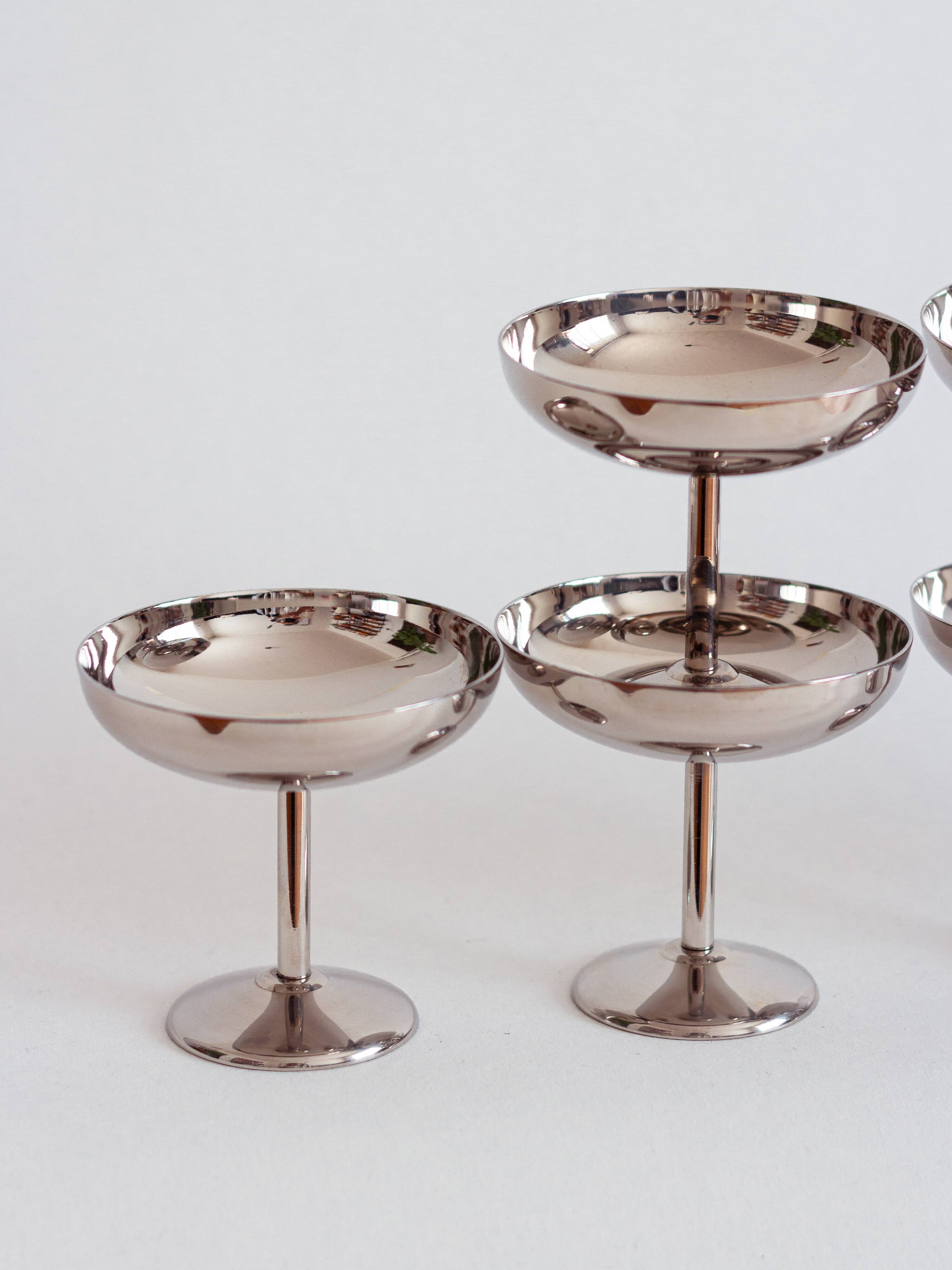 Set of six minimalist ice cream cups, Italy, 1970s