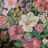 Oil on canvas bouquet of pink flowers