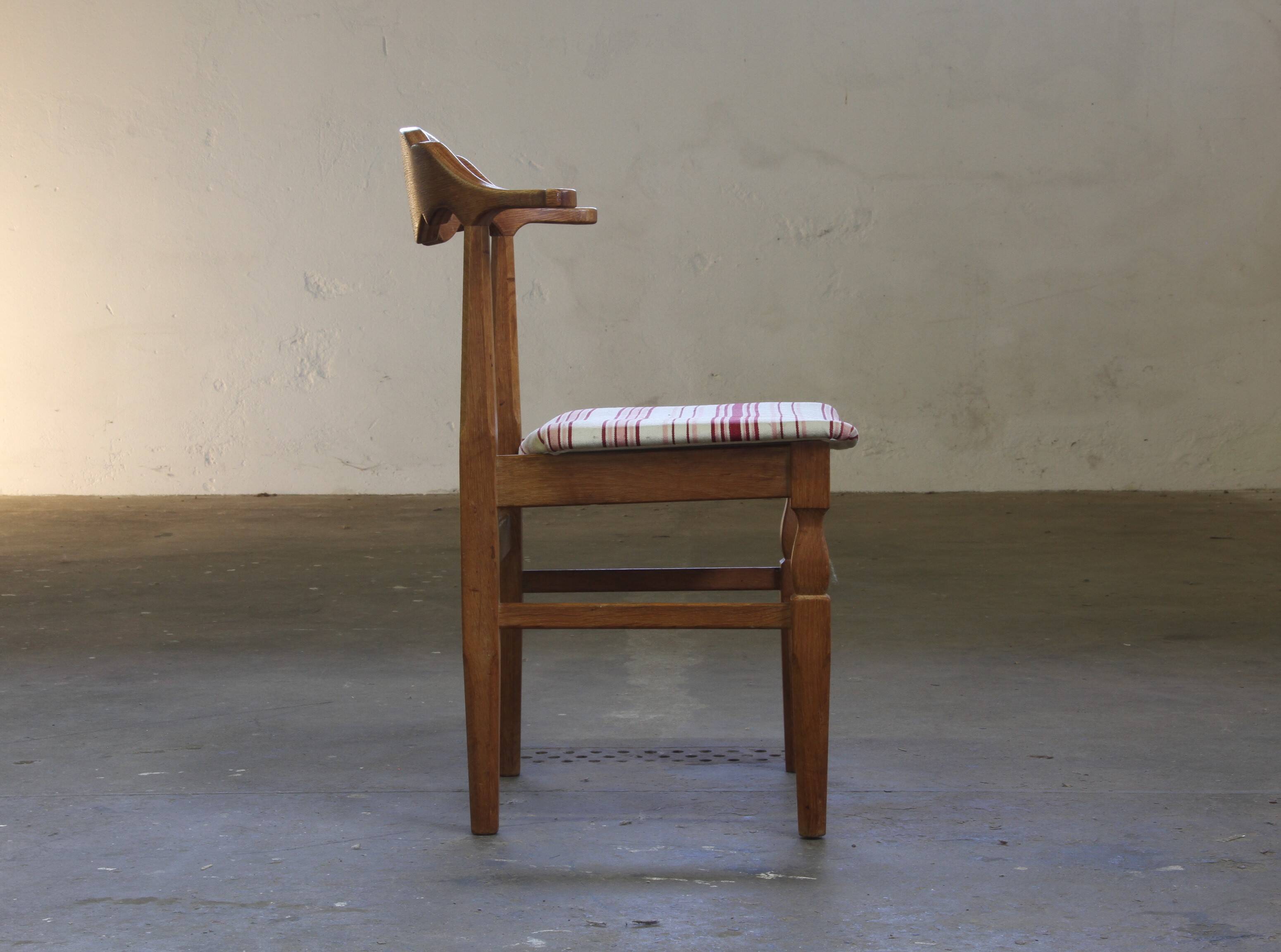 Vintage 60s set of 6 solid oak Danish design dining room chairs, Kjærnulf style