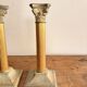 Pair of Silver Metal Candle Holders Neo-Classical Fluted Corinthian Column