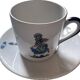 Lot de 4 tasses et soucoupes anciennes, décor Arlequin
