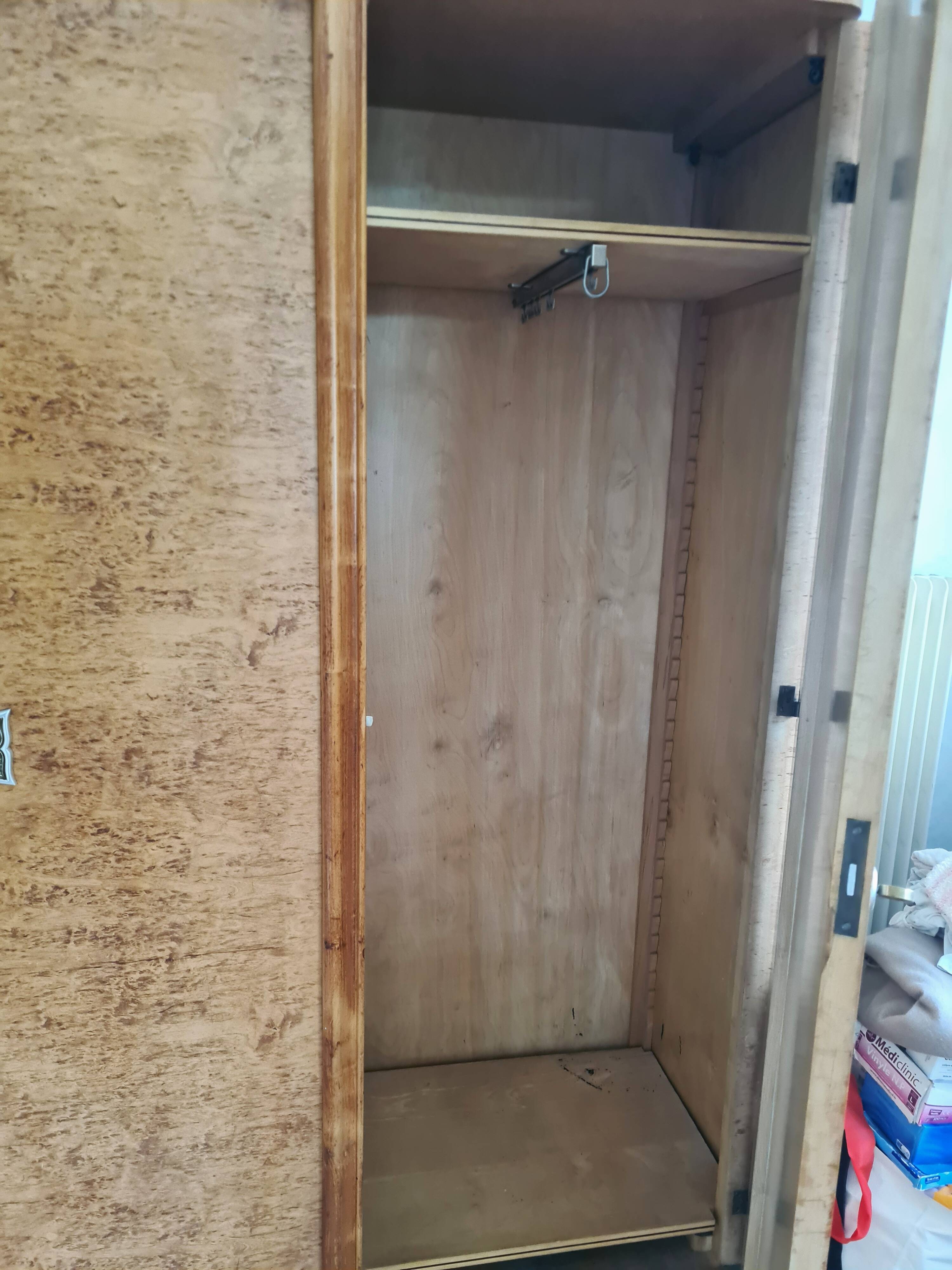 1940s burl wood wardrobe