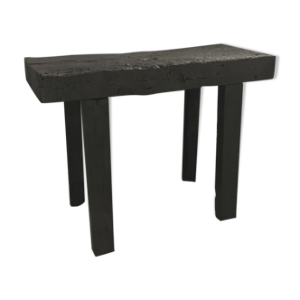 Console wood finishing shou-sugi-ban wood burning with treatment