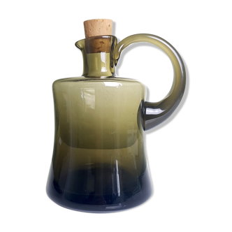 Thick handmade blown glass pitcher