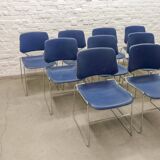 Chaises de salle à manger empilables minimalistes Matrix Krueger par Thomas Tolleson années 70