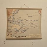 Old geography map school map Oceania political and physical co