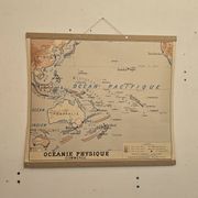 Ancienne carte de géographie carte d'école Océanie politique et physique co
