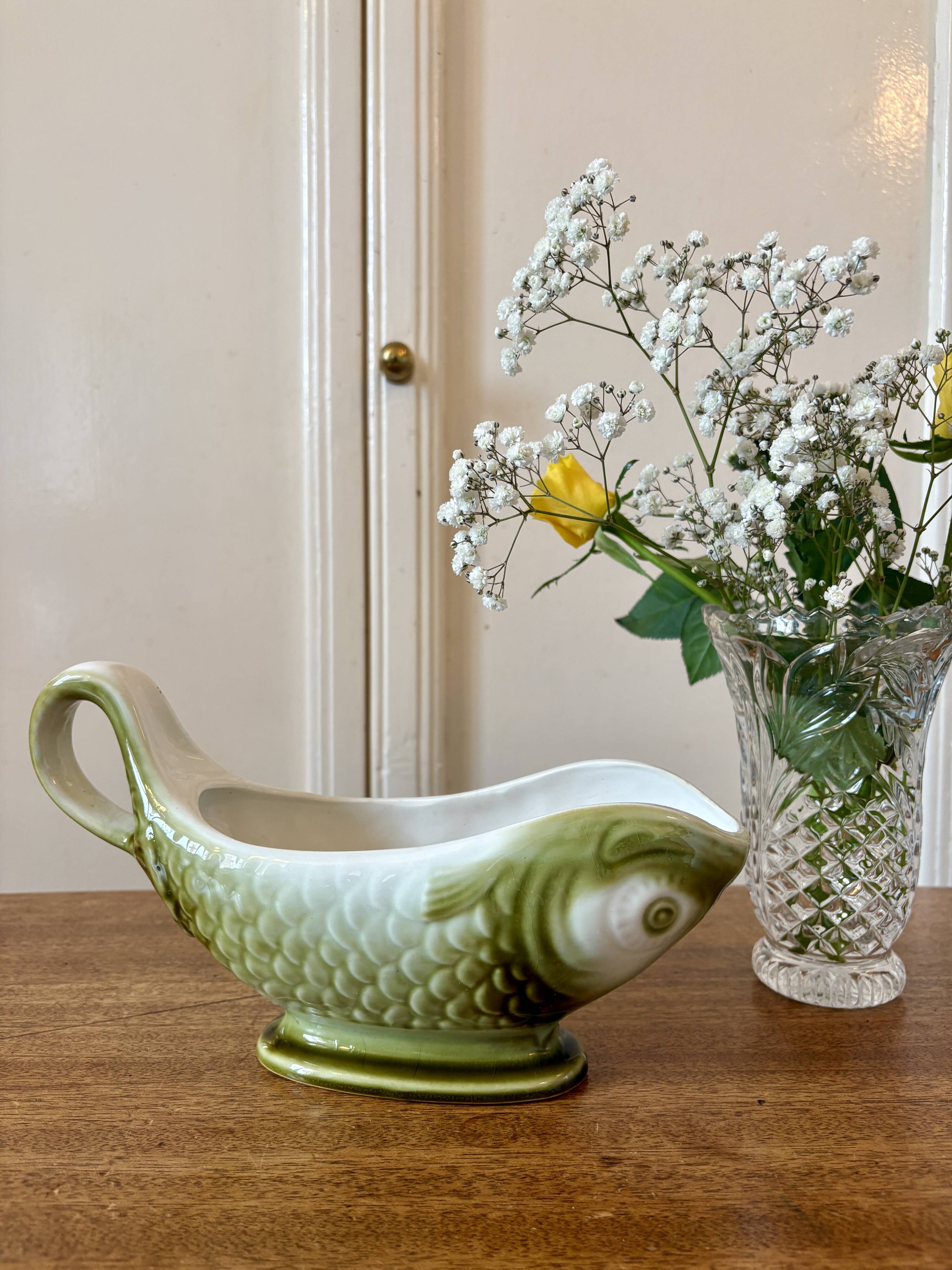Vintage fish-shaped sauce boat Moulin des Loups