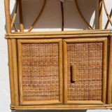 Vintage wall shelf in rattan and caning — 70s bohemian spirit