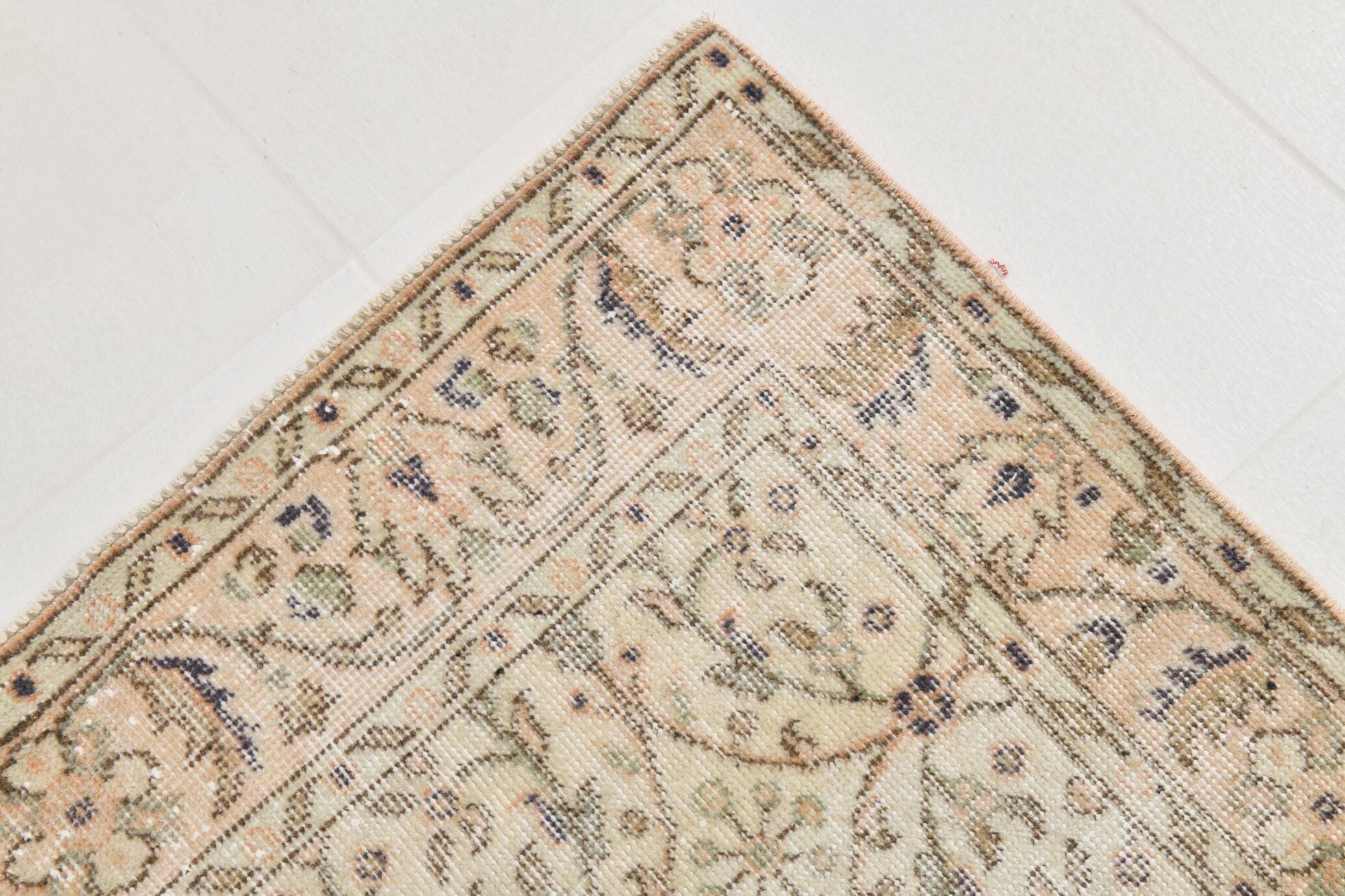 3x7 Brown Cream Floral Handmade Vintage Rug, 105x211Cm