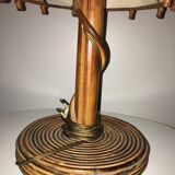 Vintage rattan table lamp and fabric