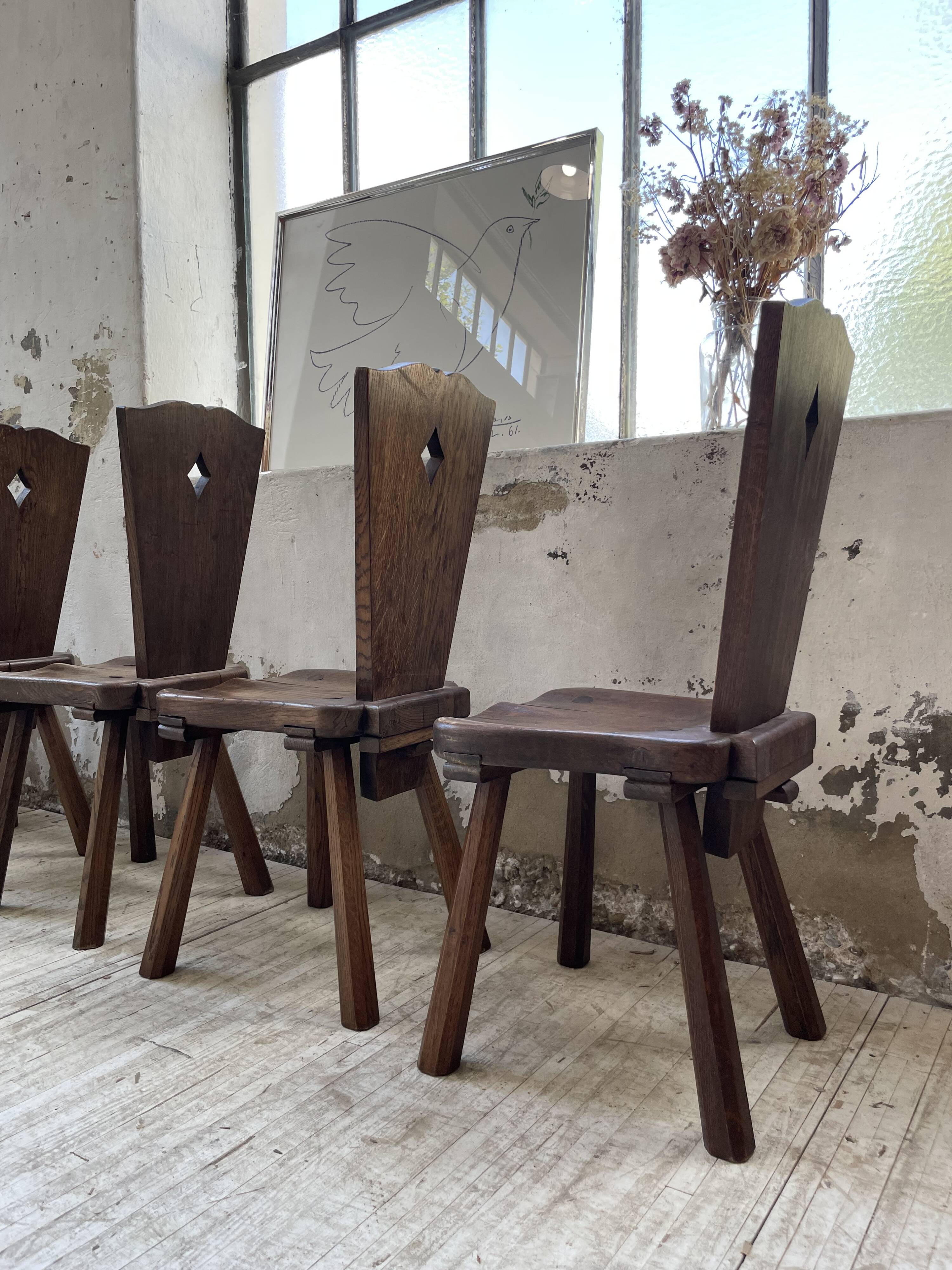 Chaises chêne massif chapo savoyarde art populaire