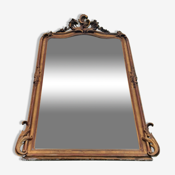 Miroir doré de cheminée style Louis XV 1900 79x145cm