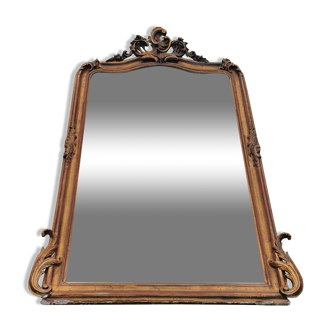 Gilded mirror of louis XV style fireplace 1900 79x145cm
