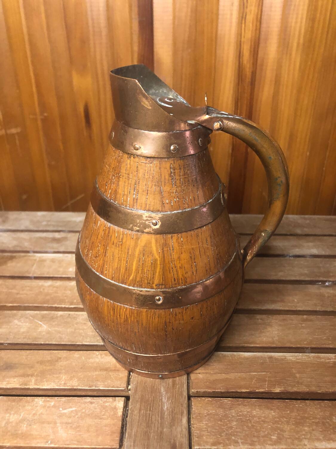 Ancien Pichet BLANCHET Bois + Cerclage Cuivre Vintage